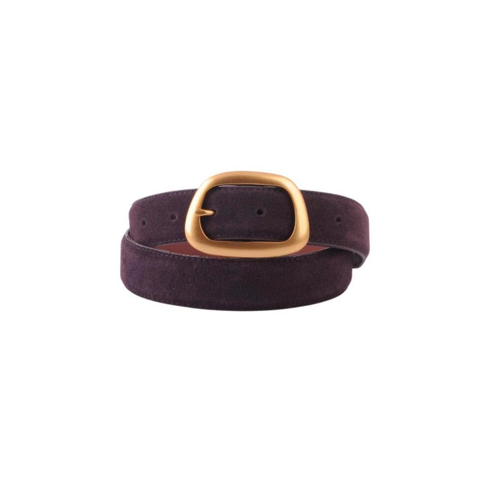 NEW MOST WANTED women's suede belt with organic shape buckle in chocolate